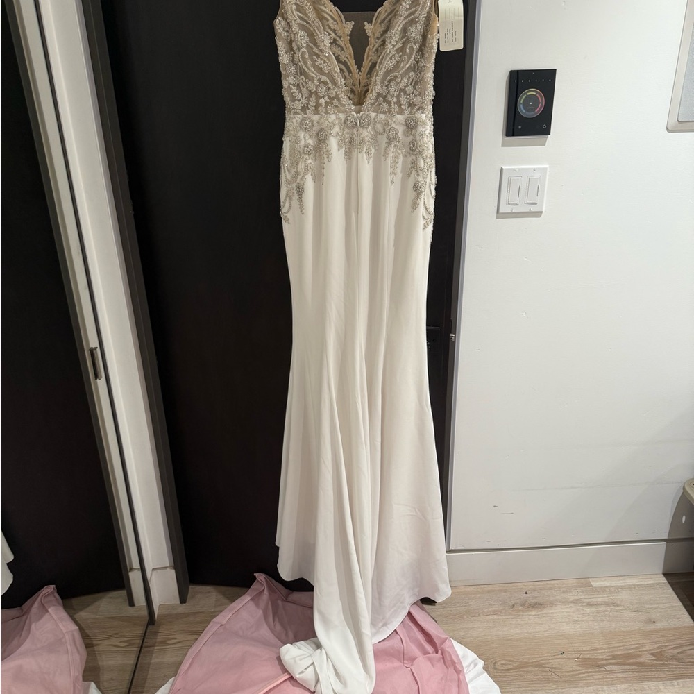 Full Glam Embellished White Lace Wedding Dress - Picture 15 of 16